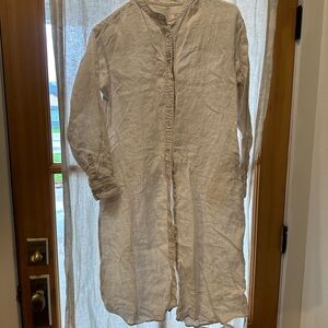 Muji Cream Button-Up Midi Dress